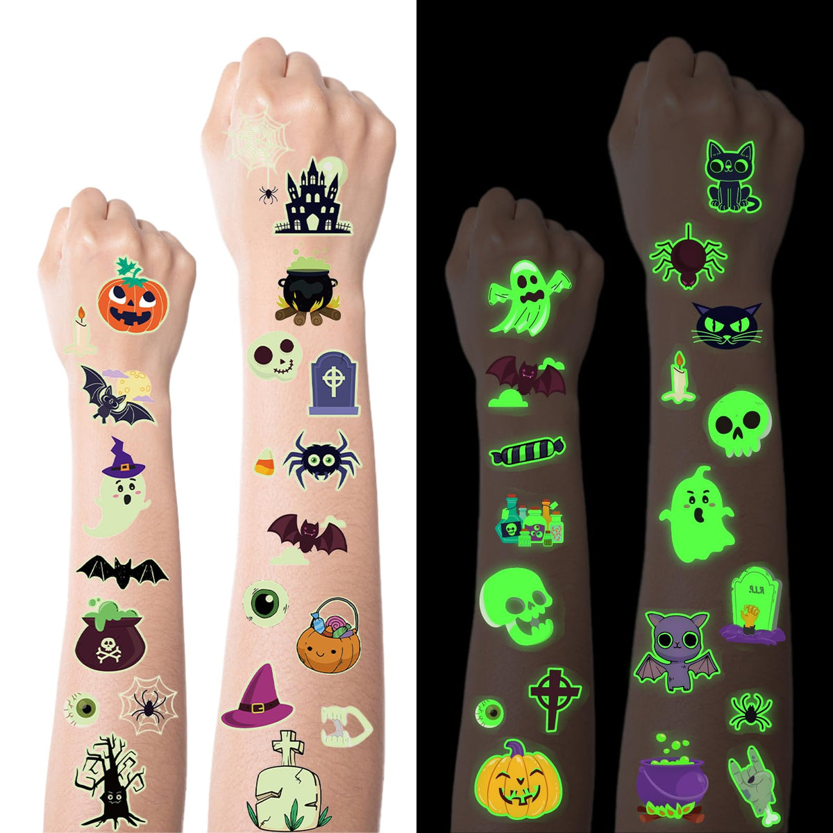 Ozepao Halloween Temporary Tattoo Stickers Set - 10 Sheets, 88 Designs For Parties & Decor