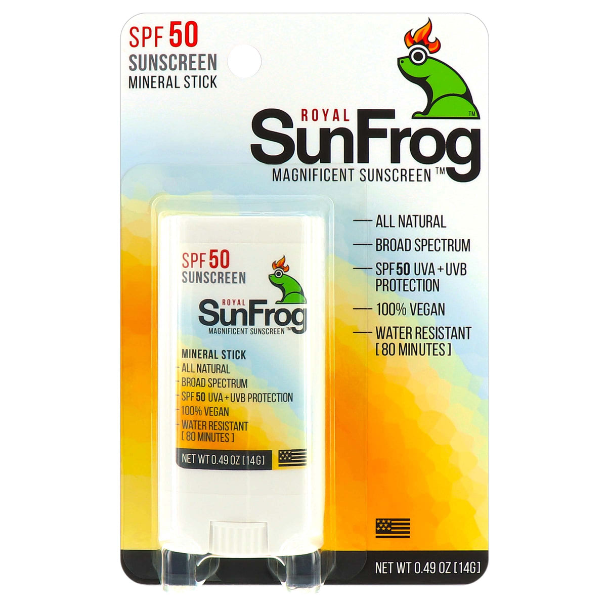 Royal Sunfrog Spf-50 Vegan Sunscreen Stick | Broad Spectrum Uva/Uvb | 0.49Oz For Face & Body