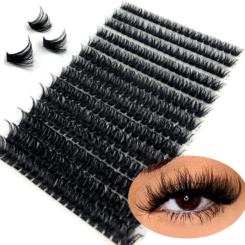 HBZGTLAD 80D Mink Eyelashes - 280 Bundles, 3D Volume, Individual Cluster Makeup Tools