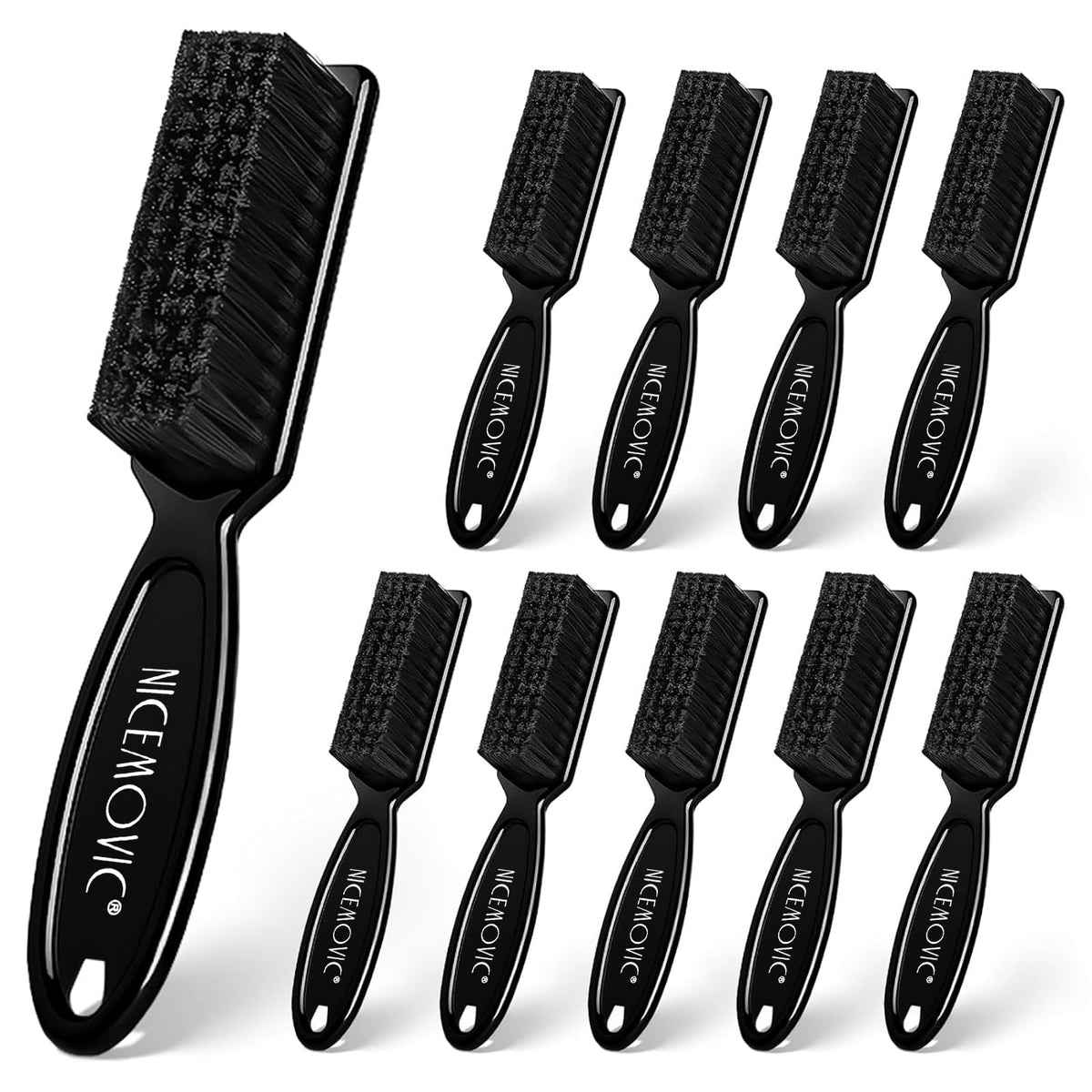 Nicemovic 10 Pcs Barber Clipper Cleaning Brushes - Plastic Handle, Nylon Bristles, Black