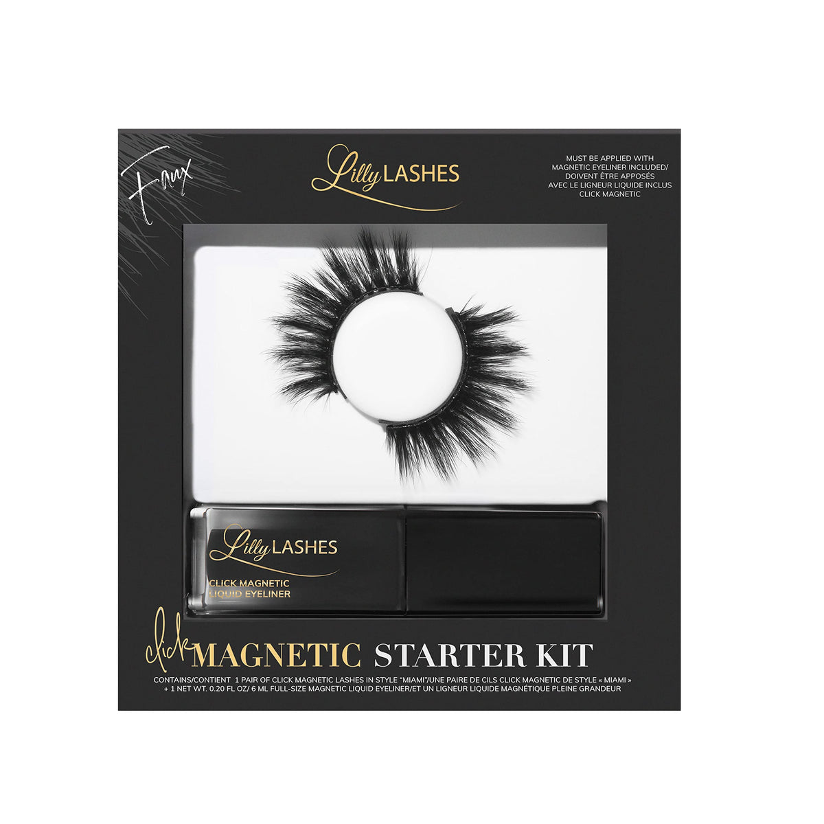 Lilly Lashes Magnetic Eyelash Starter Kit With Eyeliner, Faux Mink, Self Adhesive, Black