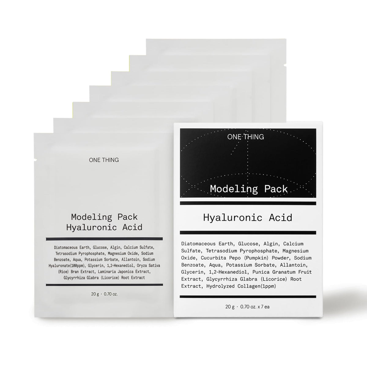 One Thing Hyaluronic Acid Modeling Pack - 7 Masks For Hydrating & Soothing Skin - Korean Face Mask