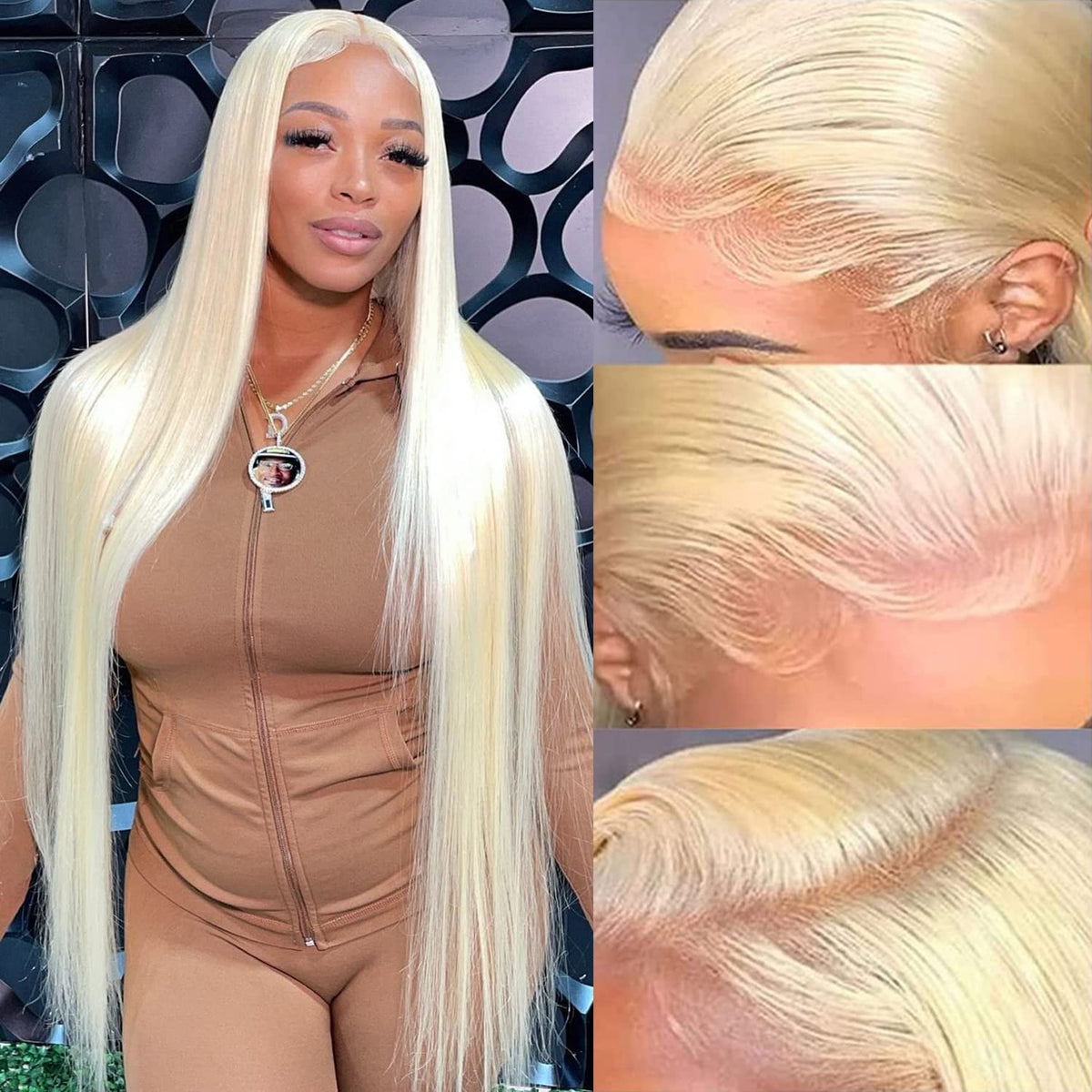 Alididi 36 Inch 613 Blonde Lace Front Wig Human Hair 13X4 Pre Plucked For Women