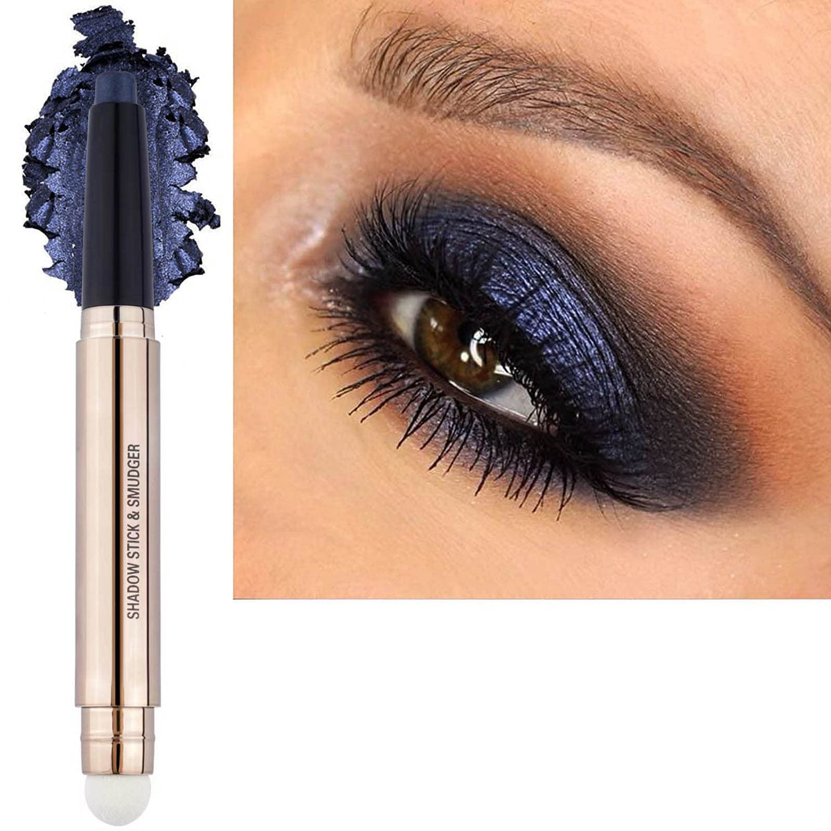 Saubzean Black Shimmer Eyeshadow Stick - Waterproof Matte Cream Pencil With Brush, Long Lasting