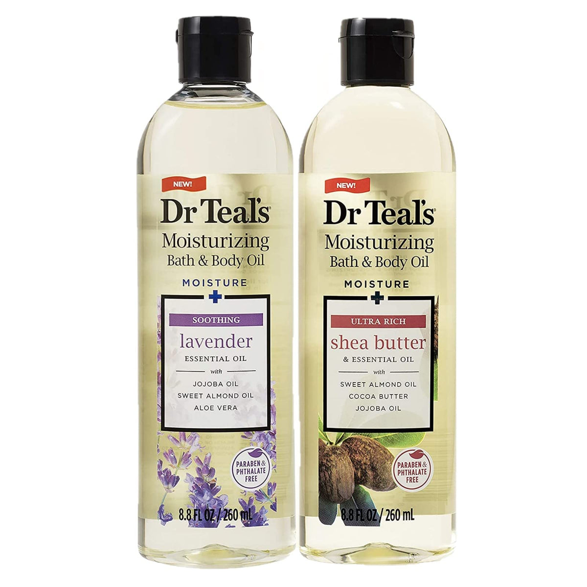 Dr. Teal'S Bath & Body Oil Gift Set - Lavender & Shea Butter, 8.8Oz, Essential Oils For Relaxation