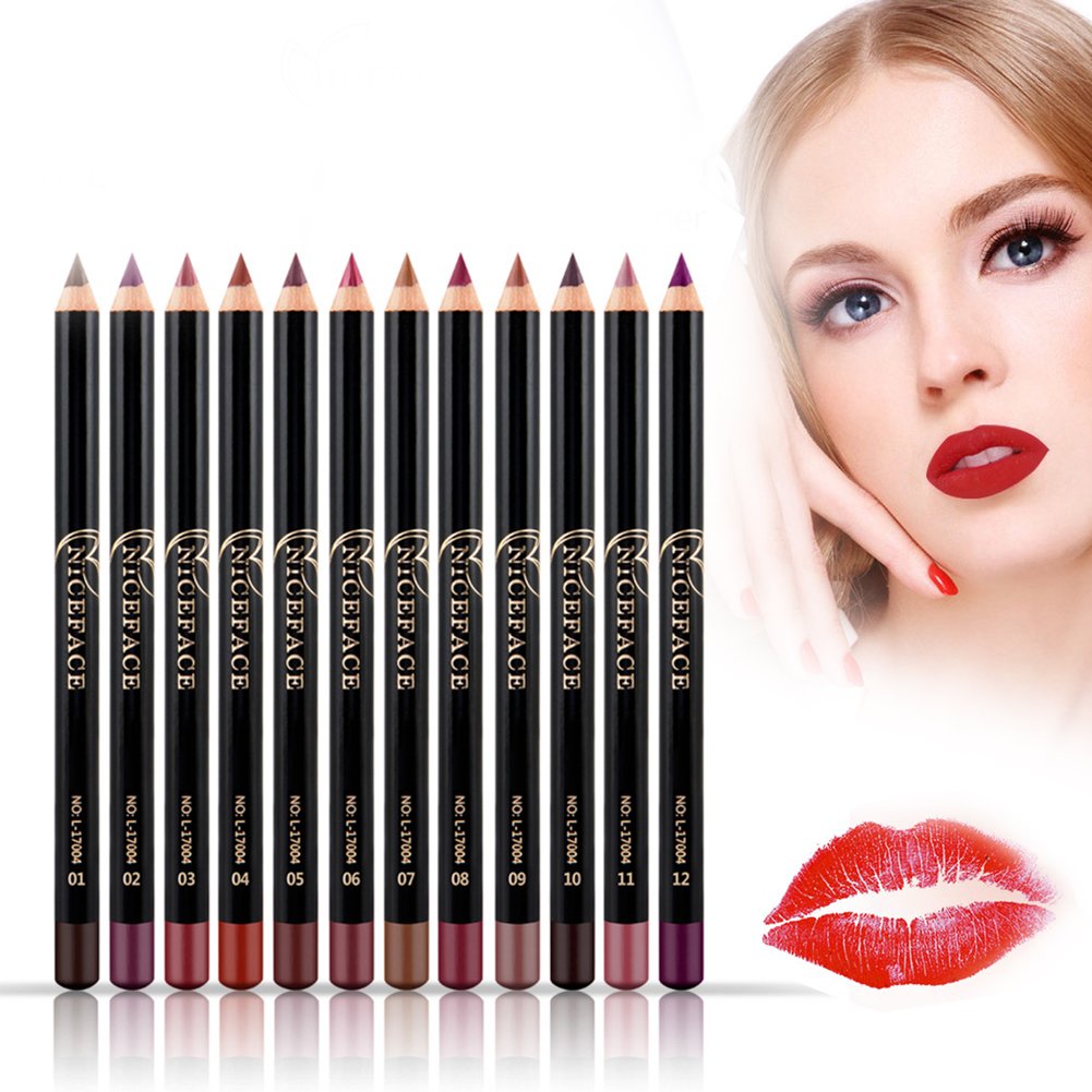 Semme Waterproof Lip Liner Set, 12 Long-Lasting Pencils For Perfect Makeup Application