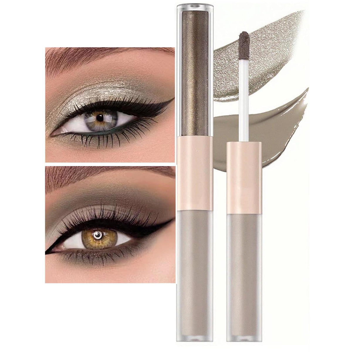 Miasarah Silver Liquid Eyeshadow Matte Double Ended Glitter Pencil Quick Dry Waterproof 1 Count