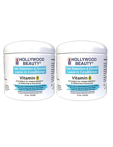 Hollywood Beauty Hair Retention & Growth Leave-In Conditioner, 16 Oz, Pack Of 2, Vitamin E