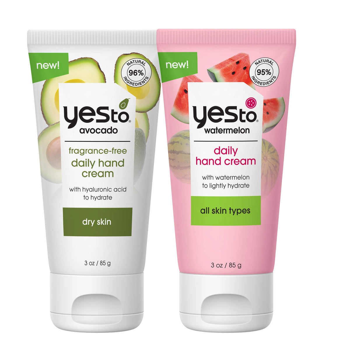 Yes To Watermelon & Avocado Hand Cream 2-Pack, Moisturizing & Fast-Absorbing, Vegan 3 Oz