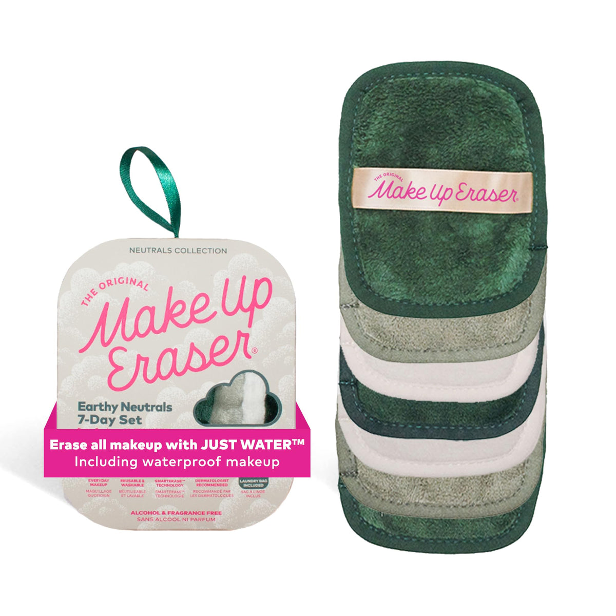 Makeup Eraser 7-Day Set - Erase All Makeup With Water, Waterproof, 7Ct, Eat Your Greens Neutrals