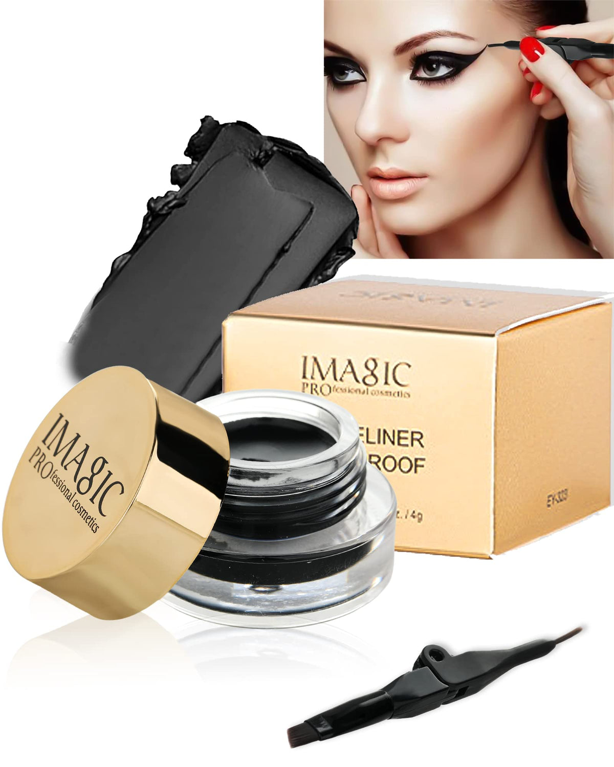 Lysdefeu Black Gel Eyeliner - Long Lasting, Waterproof, Smudge-Proof, High-Intensity Pigments