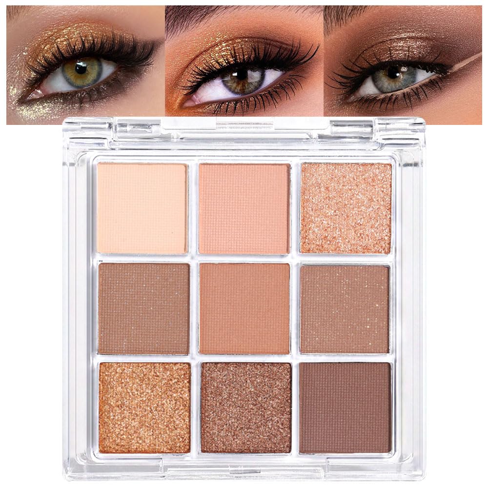 Evpct 9 Colors Eye Shadow Palette - Highly Pigmented Nude Pink Brown Glitter Matte Makeup