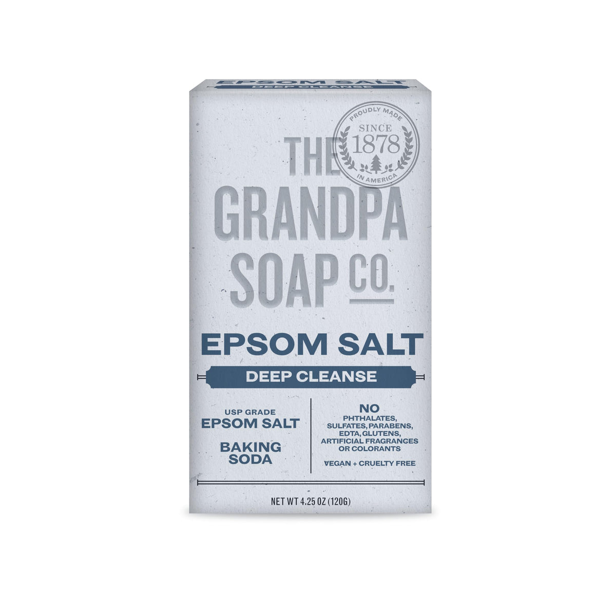 Grandpa'S Epsom Salt Bar Soap | Natural Deep Cleanse Face & Body Soap | Paraben Free, 4.25 Oz