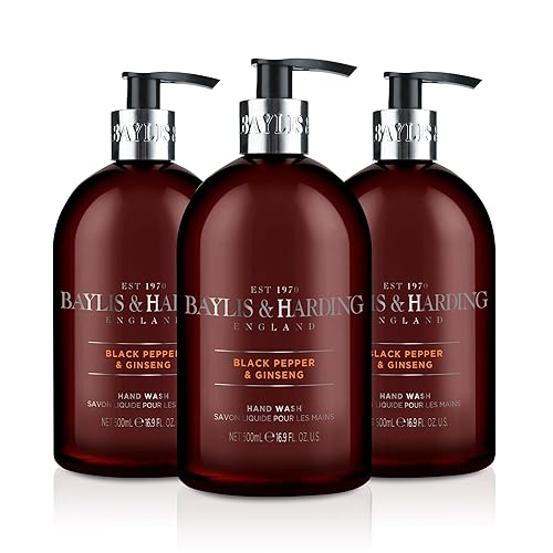 Baylis & Harding Black Pepper & Ginseng Liquid Hand Soap, 16.9Oz/500Ml (3-Pack)