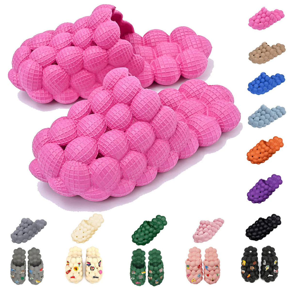 Aiminuo Bubble Slides Slippers For Men & Women - Funny Massage, Cloud Cushion, Non-Slip, Rose