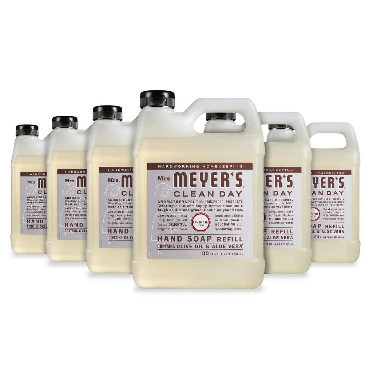 Mrs. Meyer'S Clean Day Lavender Hand Soap Refill - 33 Fl Oz, Biodegradable, Pack Of 6