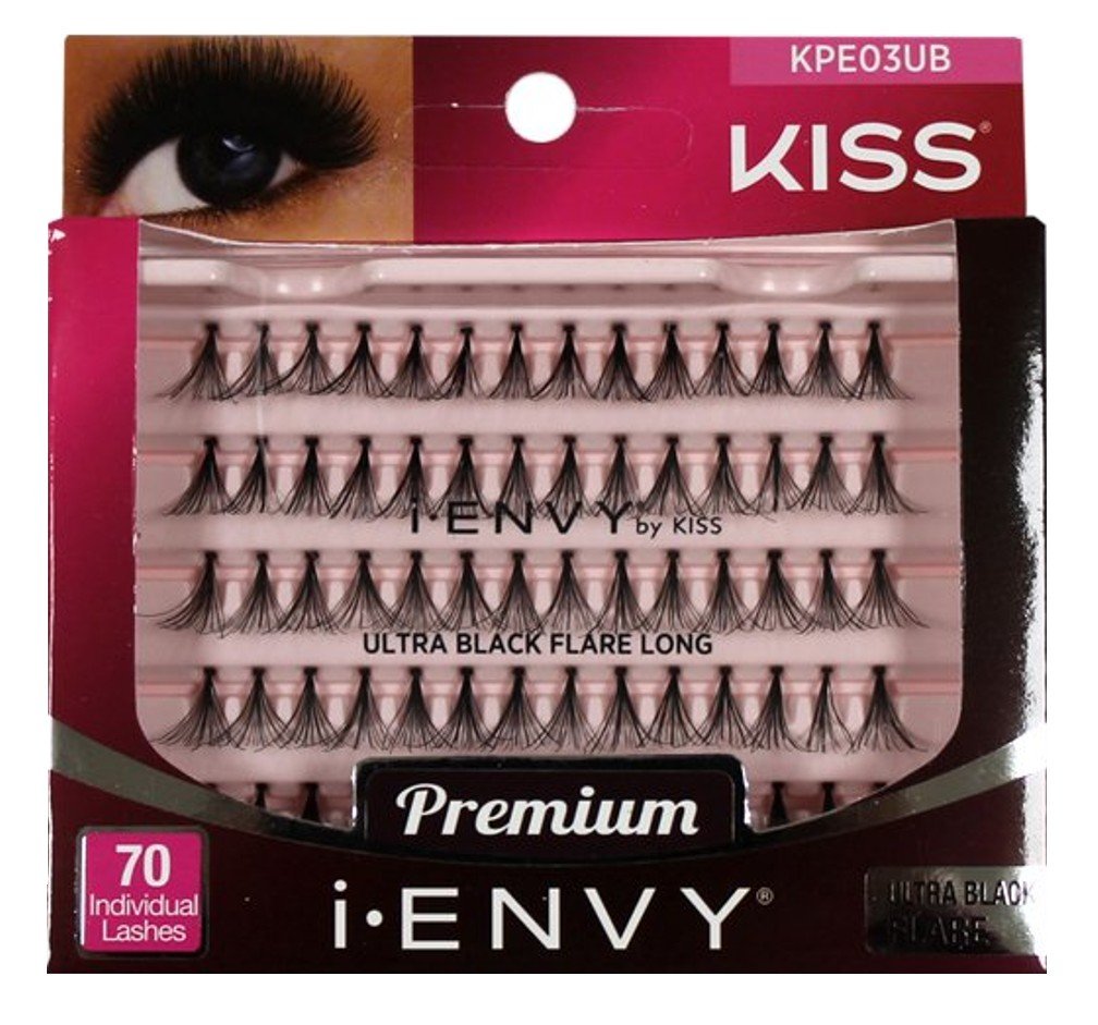 Kiss I Envy Ultra Black Knotted Long Lashes - Pack Of 2, Human Hair, 1 Count