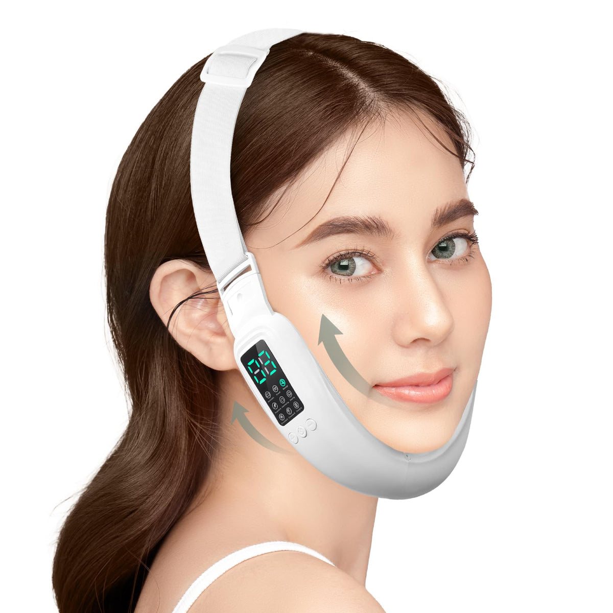 Cteart V-Face Electric Double Chin Device - 8 Modes, 15 Intensities, Contouring Machine, White