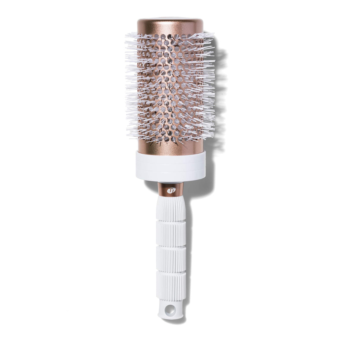 T3 Ceramic Coated Vented Round Hair Brush, 3 Inch, Heat Resistant, White/Rose Gold