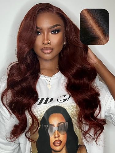 UNICE 18&quot; Bye Bye Knots Reddish Brown Body Wave Glueless Lace Wig, Pre Plucked, 150% Density