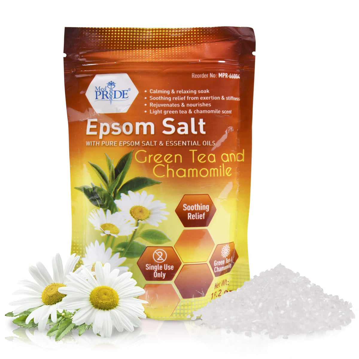 Med Pride Epsom Bath Salts 19.2Oz With Green Tea & Chamomile For Relaxation And Muscle Recovery