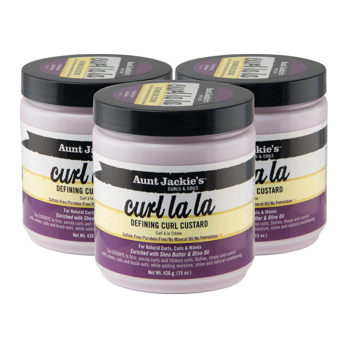 Aunt Jackie'S Curl La La Defining Custard - Shea Butter & Olive Oil, 15 Oz, 3 Pack