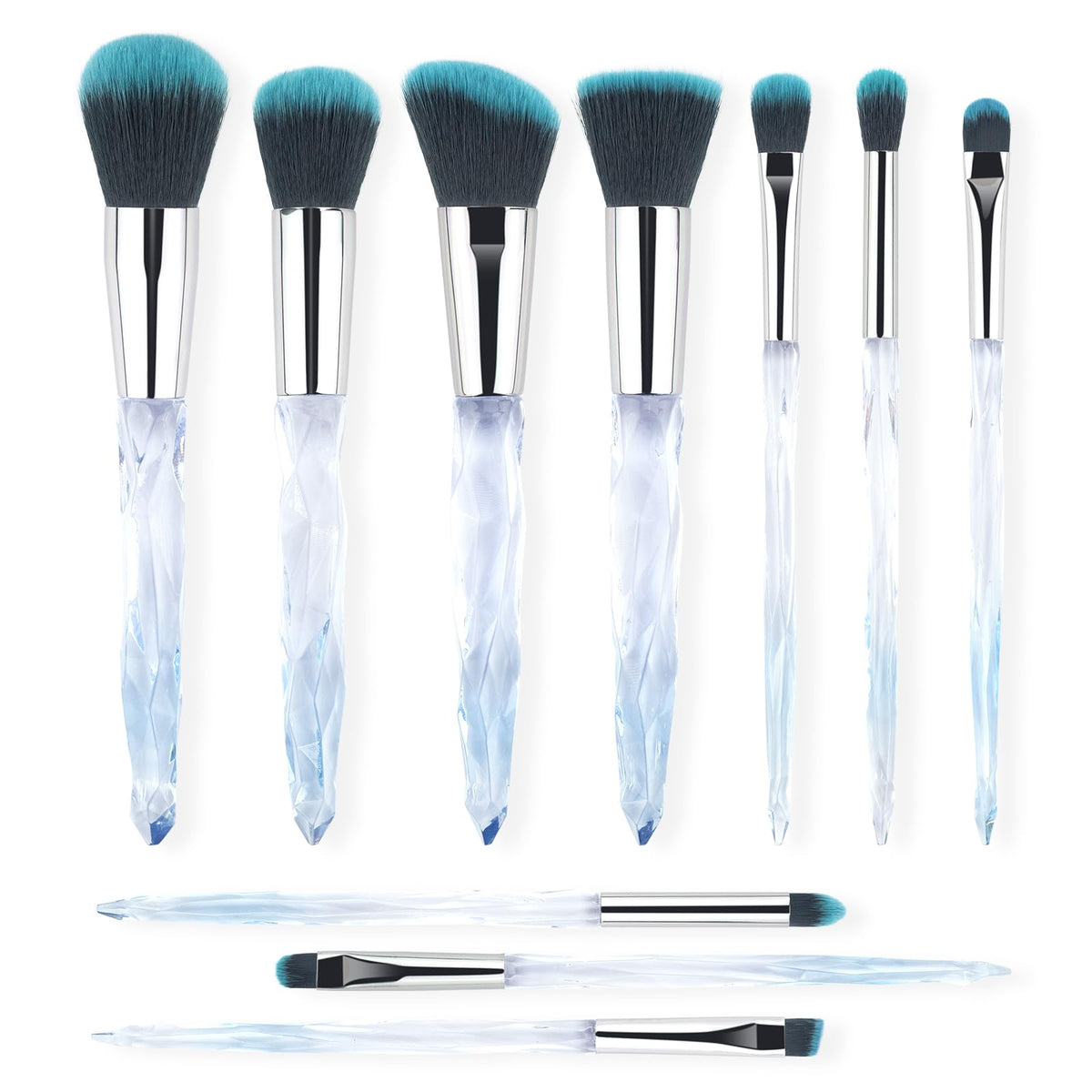 G-Texnik Professional Makeup Brush Set - Acrylic Diamond Handle, Full Face, Blush, Eyeshadow Tools