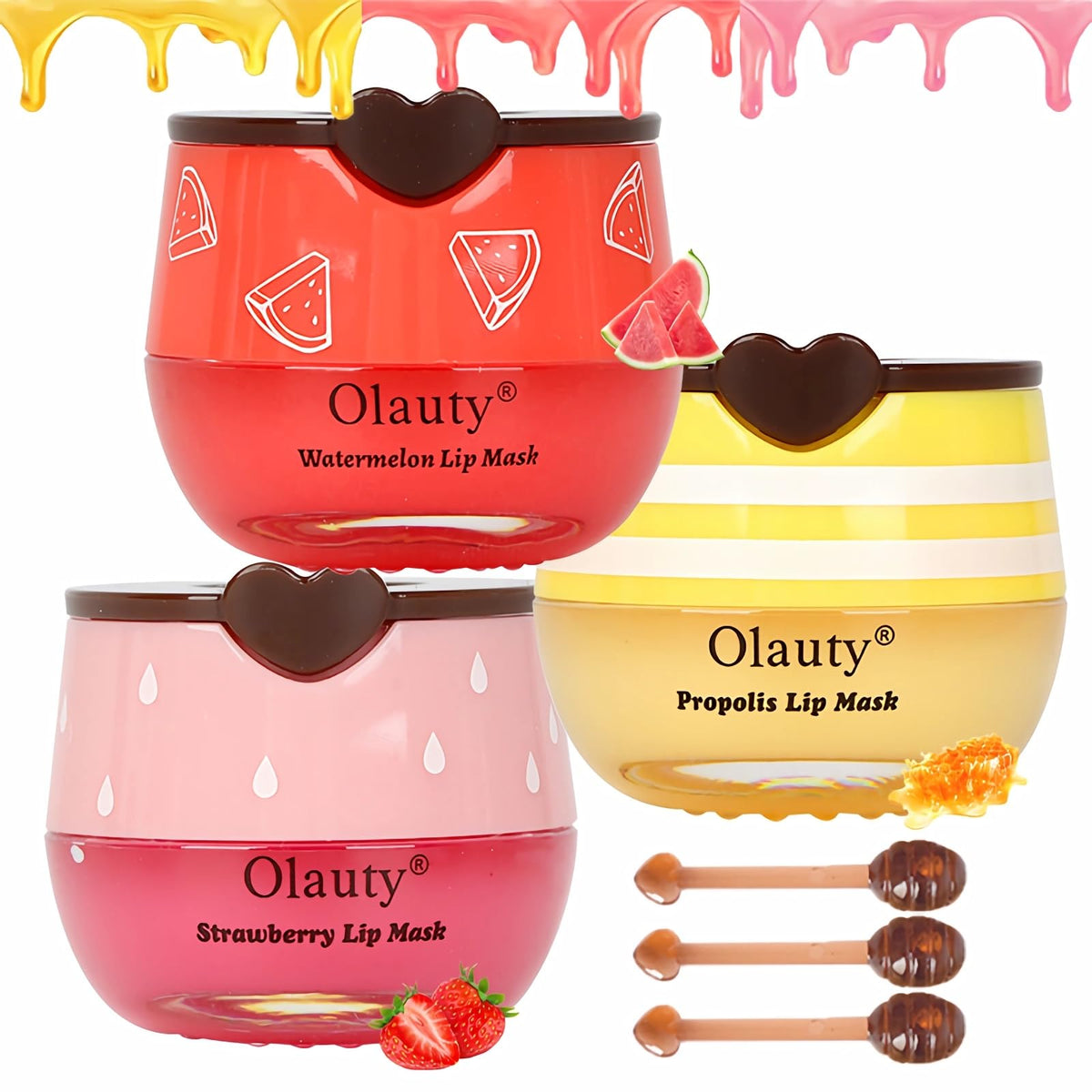 Deepmind 3 Pcs Bee Lip Balm Set - Honey, Strawberry & Watermelon Overnight Hydrating Mask