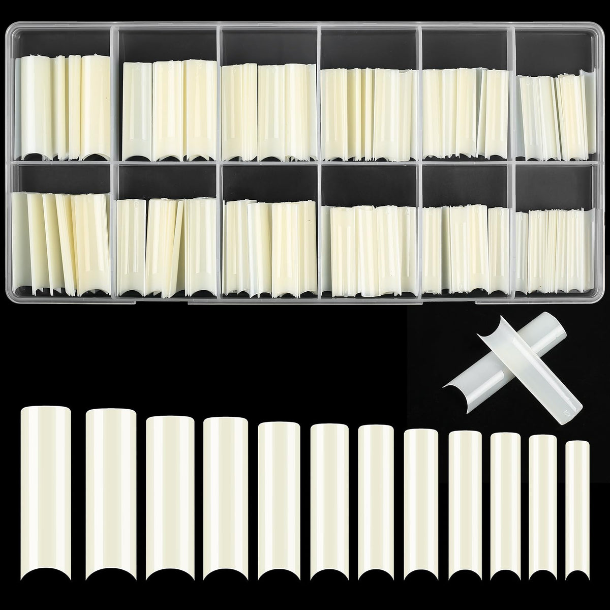 Koxxiamoq 240 Pcs Extra Long Square Nail Tips, Natural Half Cover For Acrylic Nails