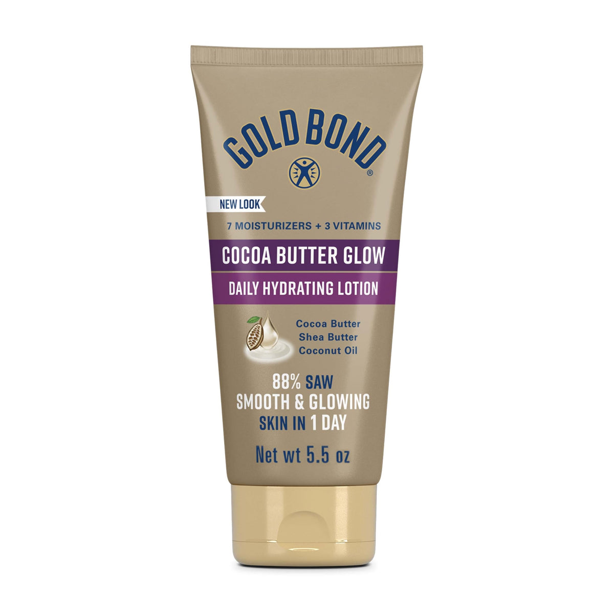 Gold Bond Cocoa Butter Glow Lotion With Shea Butter & Coconut Oil, 16.5 Oz, Exfoliating Moisturizer