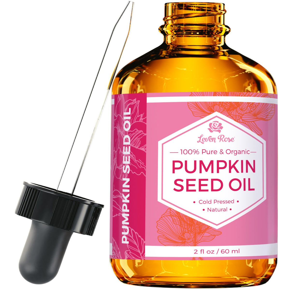 Leven Rose Pumpkin Seed Oil 2Oz - 100% Pure For Hair Growth, Skin & Nails, Moisturizing