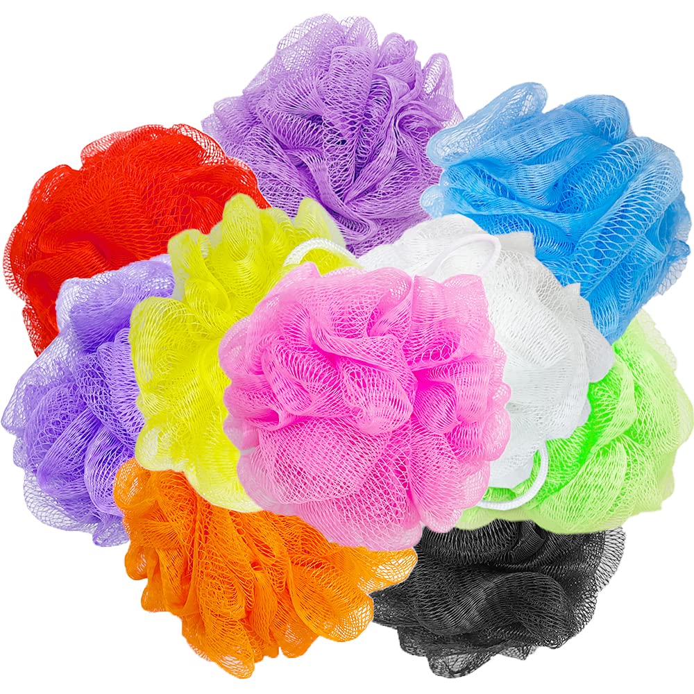 Cshangzei 10 Pack Bath Loofah Sponges, Exfoliating Mesh Shower Pouf Balls For Body Wash