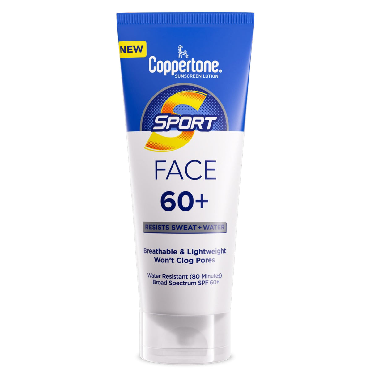 Coppertone Sport Face Sunscreen Lotion Spf 60+, Water Resistant, 2.5 Fl Oz Tube