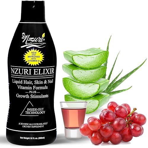 Nzuri Elixir Hair Skin And Nails Vitamins With Biotin & Vitamin D, 32 Fl Oz For Growth