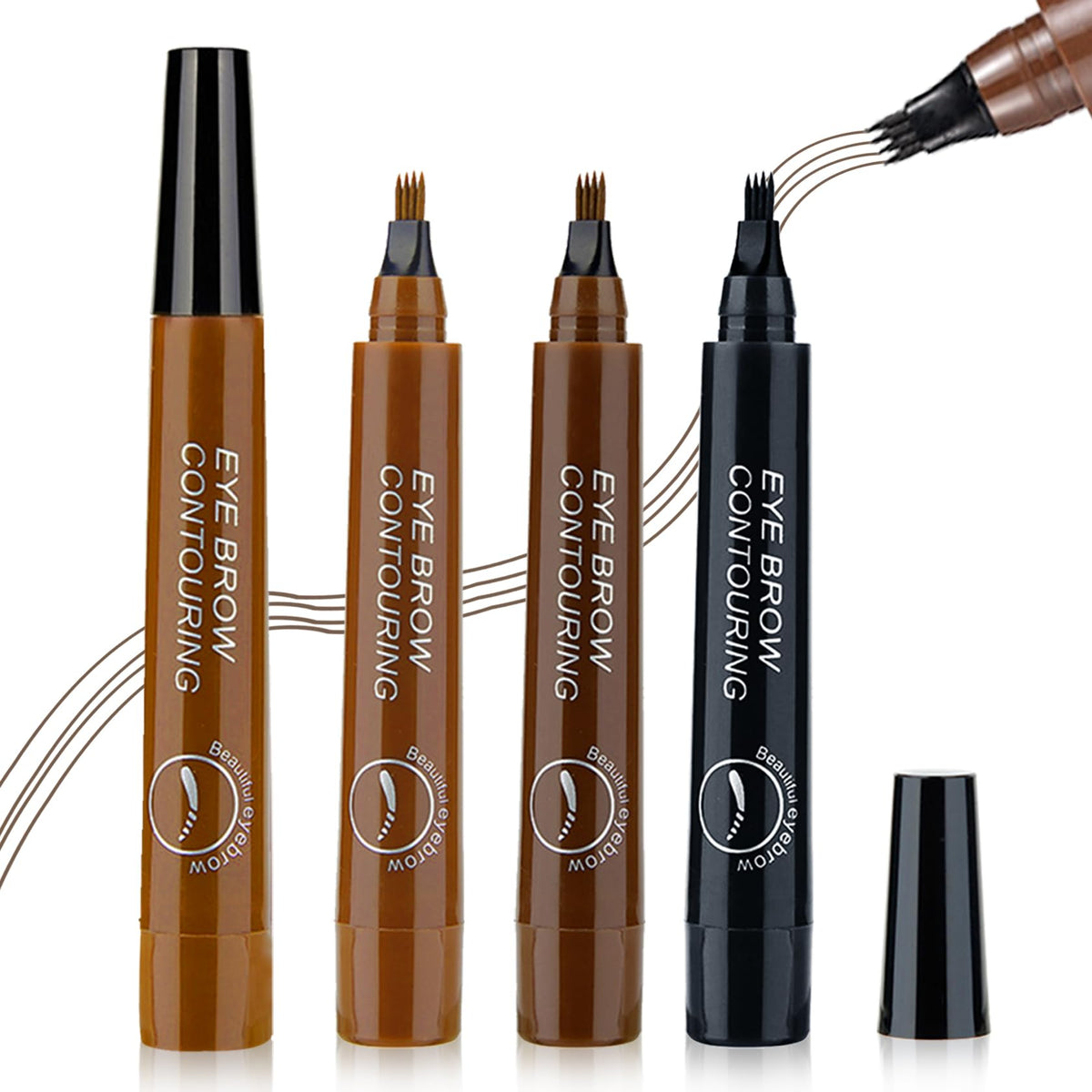 Qiufsse Microblading Eyebrow Pen - 3Pcs Waterproof Eyebrow Pencils For Long-Lasting Makeup