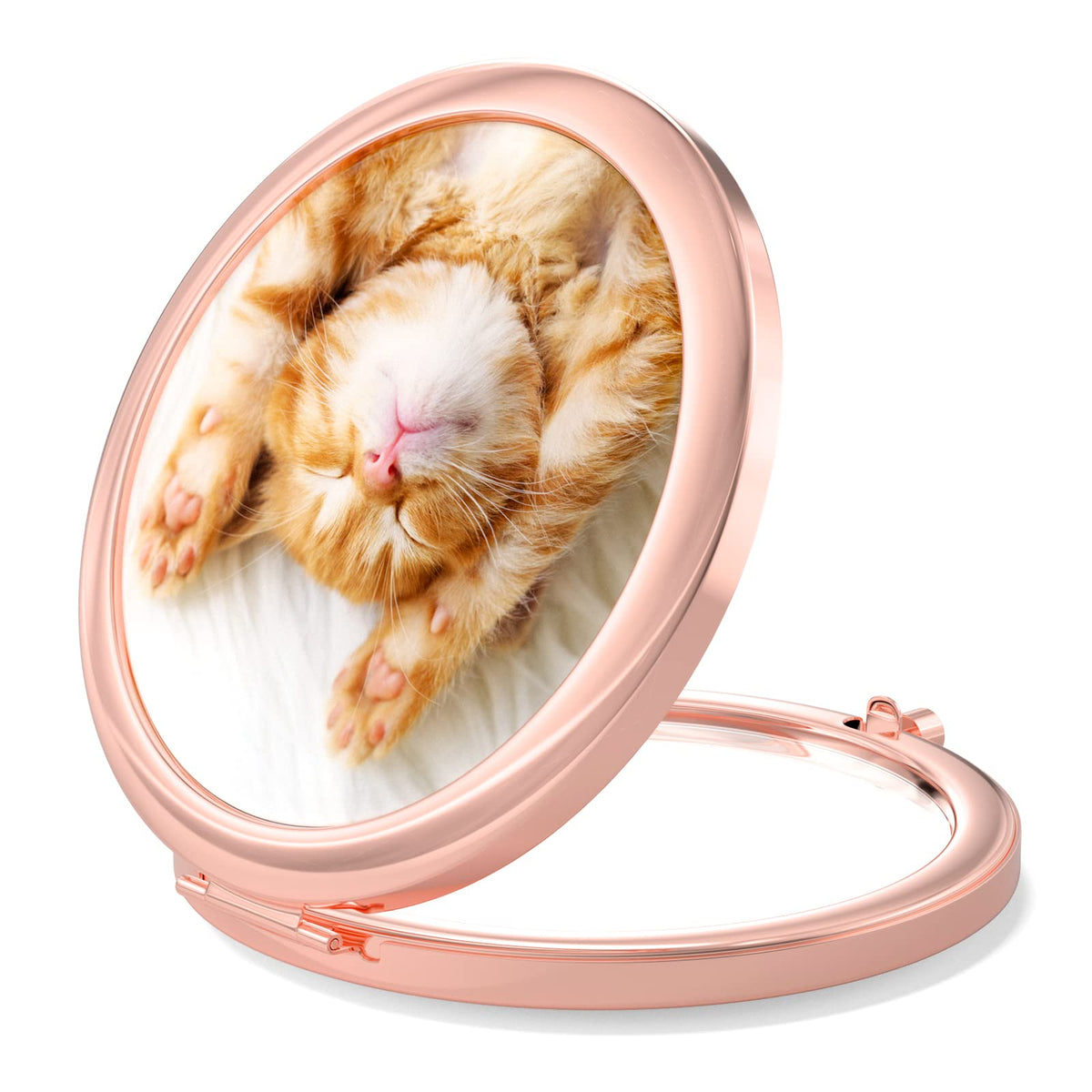 Nipichsha Rose Gold Compact Mirror - 2-Sided 2X & 1X Makeup Mirror For Women & Moms, Cute