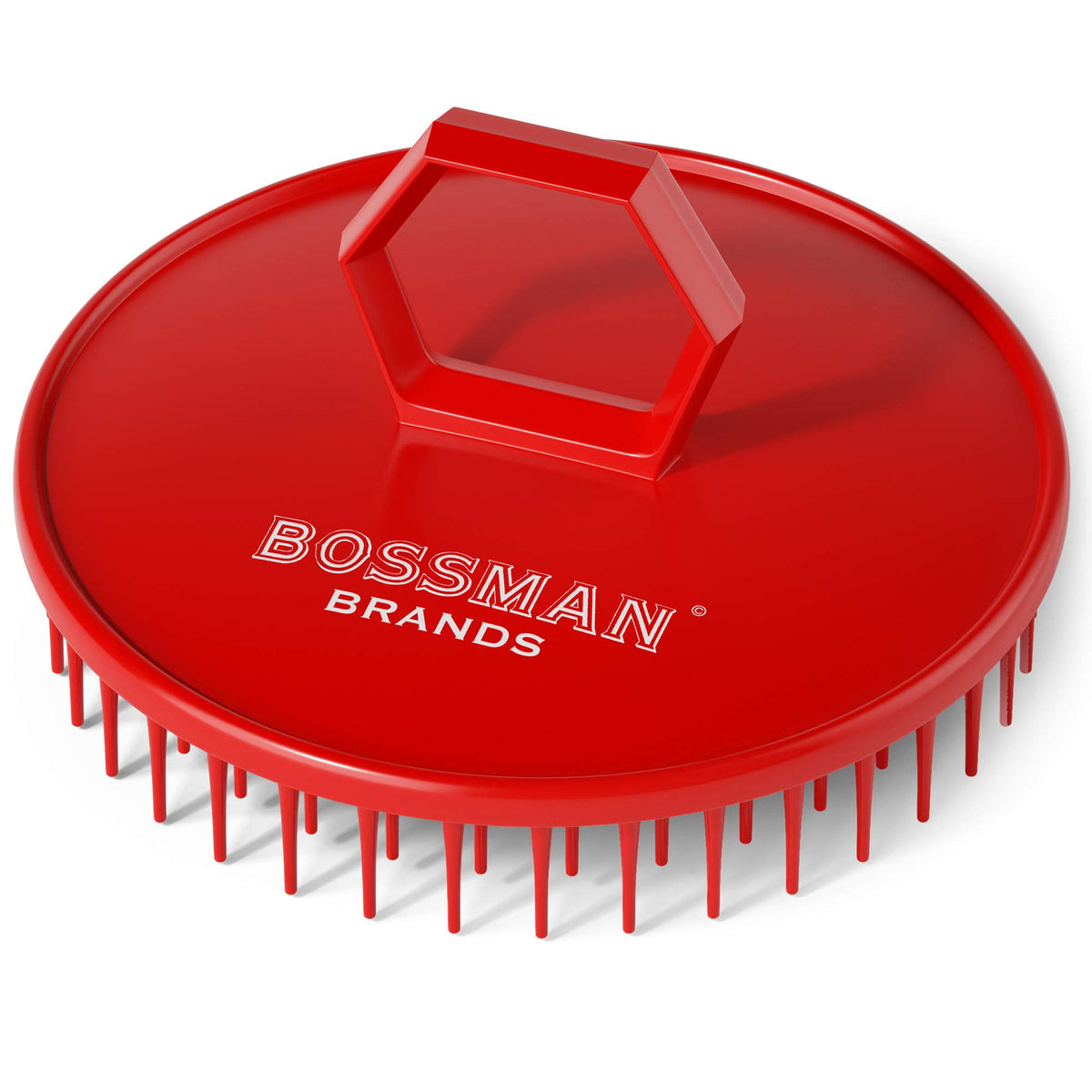 Bossman Scalp Massager & Shampoo Brush - Red Head Scrubber For Hair & Beard Dandruff Control