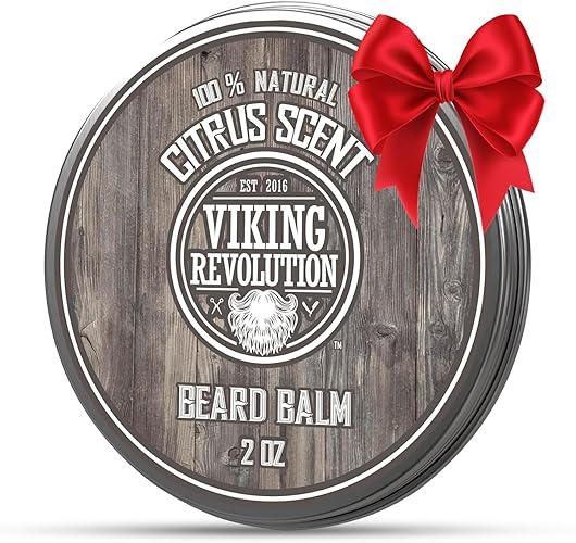 Viking Revolution Citrus Beard Balm - Argan & Jojoba Oil Beard Moisturizer Wax (2Oz)