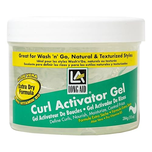 Ampro Long-Aid Activator Gel With Aloe Vera & Vitamin B - Defines Curls, 10 Oz, Extra Dry