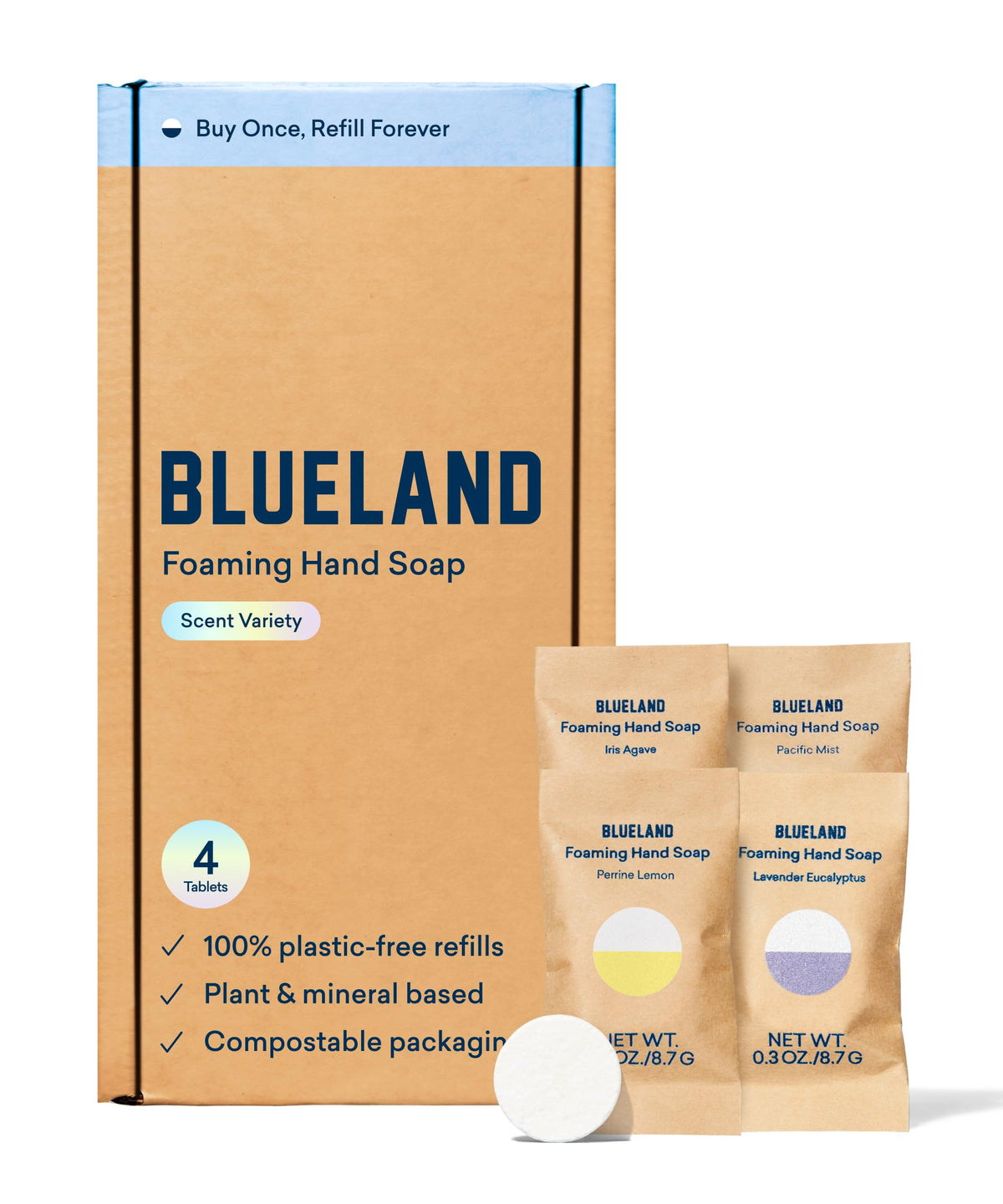 Blueland Eco-Friendly Foaming Hand Soap Refill Tablets, 4-Pack, Variety Scents