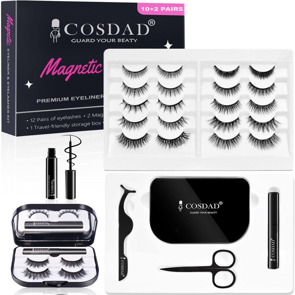 Cosdad Magnetic Eyelashes With Case Kit - 8D 3D Reusable, Waterproof, No Glue Needed