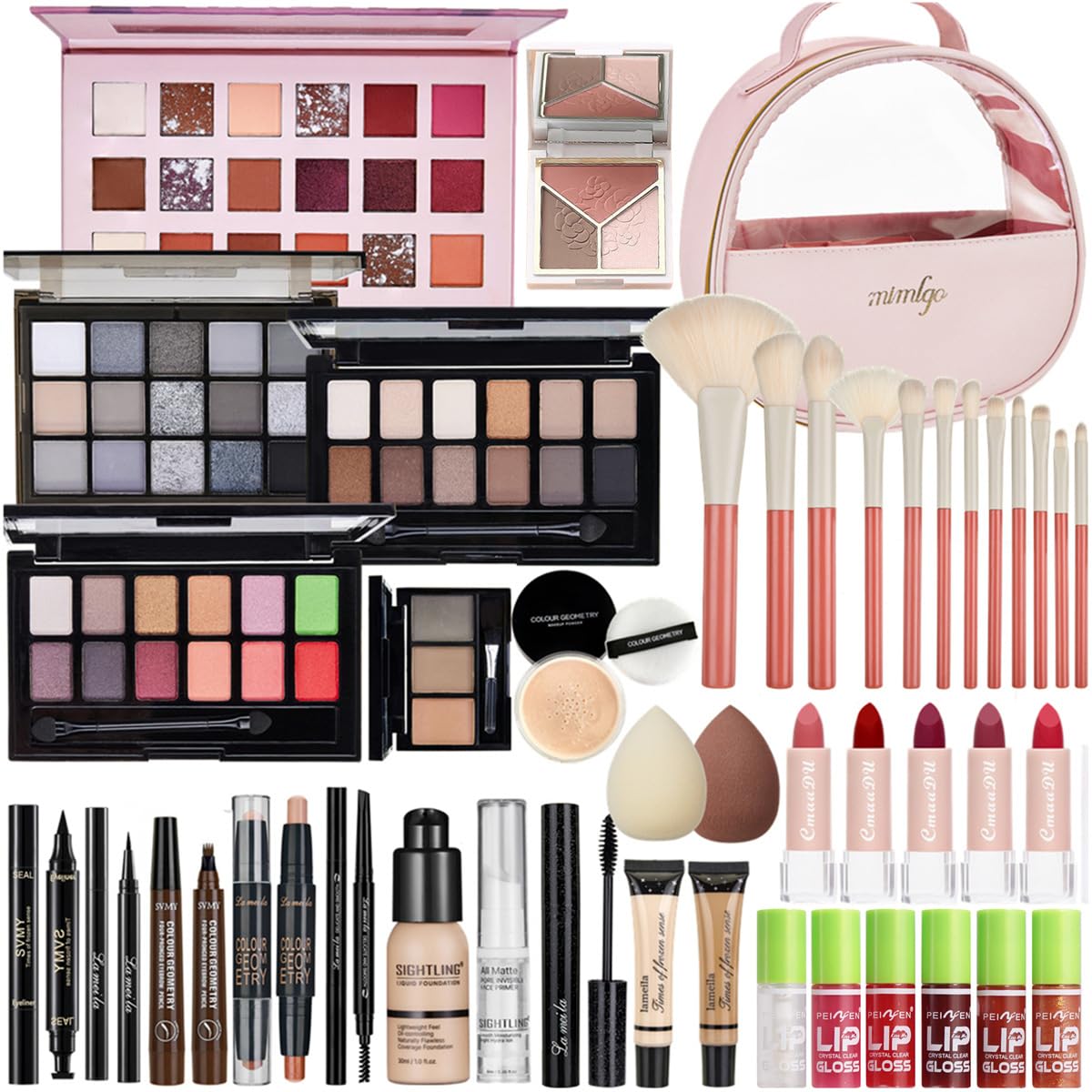 Sightling All In One Makeup Kit - Travel Set With Foundation, Eyeshadow, Lipstick & Brushes