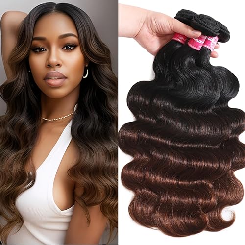 UNICE Ombre Chestnut Brown Body Wave Hair Weave 3 Bundles 18 20 22 Inch Brazilian Remy