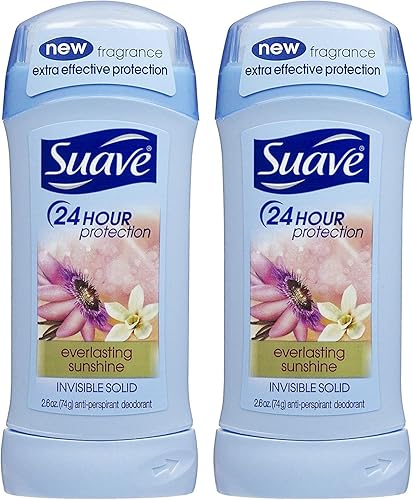 Suave Invisible Solid Antiperspirant Deodorant, Everlasting Sunshine, 2.6 Oz, 2 Pack