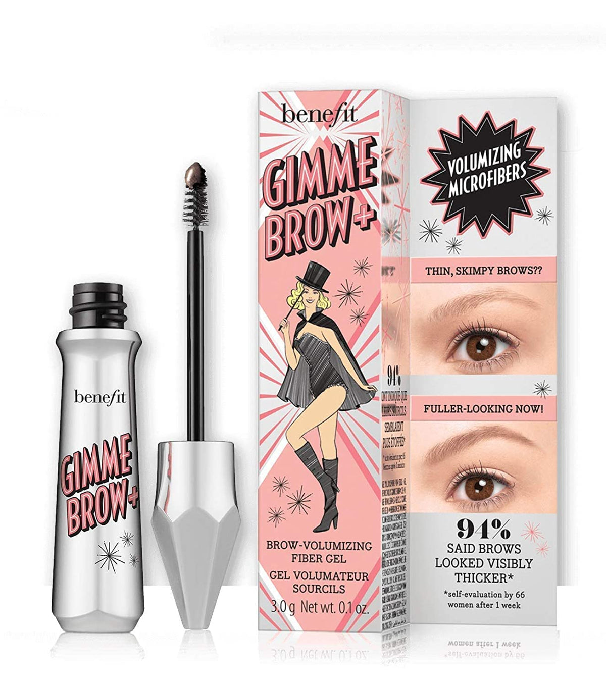 Benefit Gimme Brow Volumizing Fiber Gel, 3 Medium Neutral, 0.1 Oz - Brow Enhancer