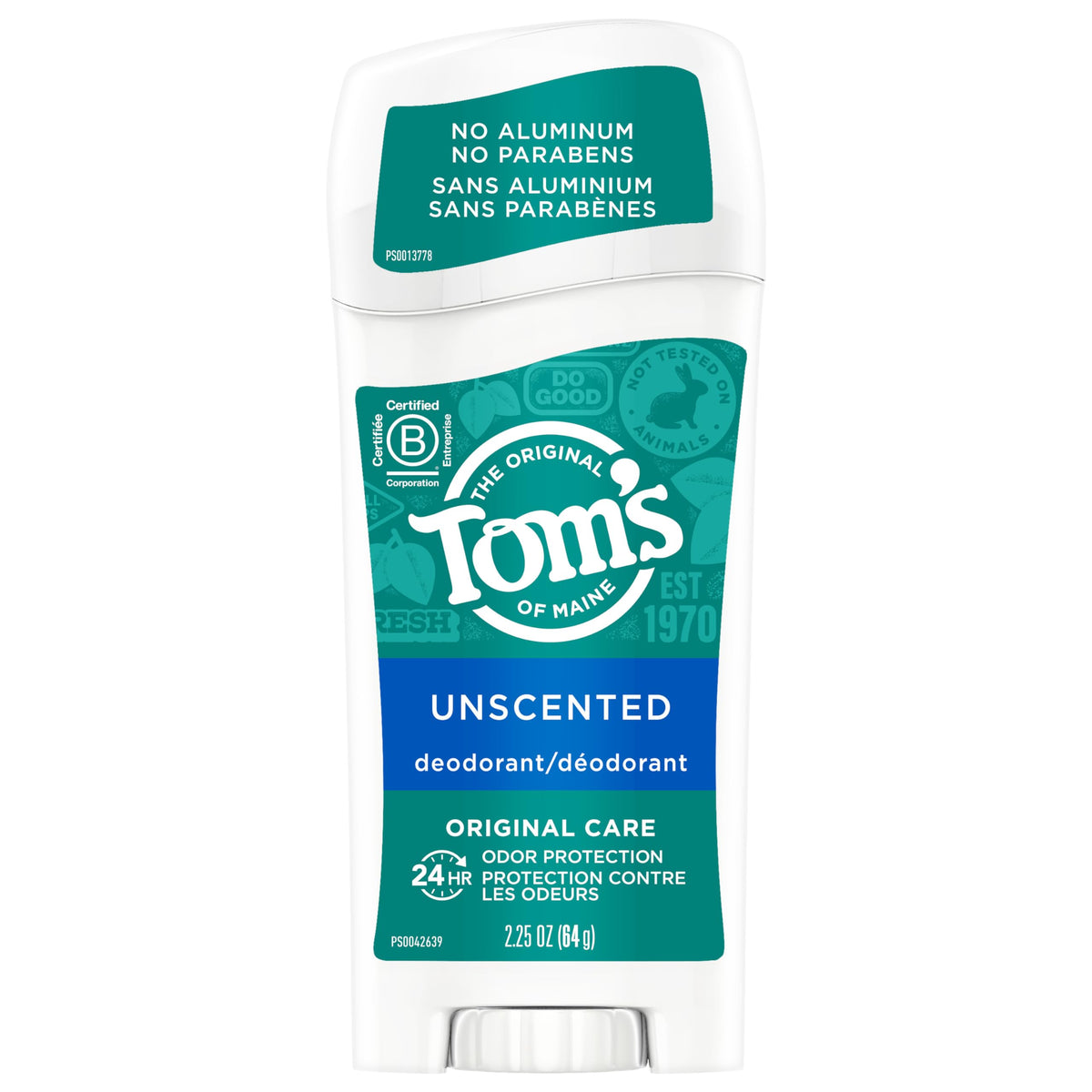 Tom's of Maine Unscented Natural Deodorant, 2.25 oz, 6-Pack - Aluminum-Free, Natural Care