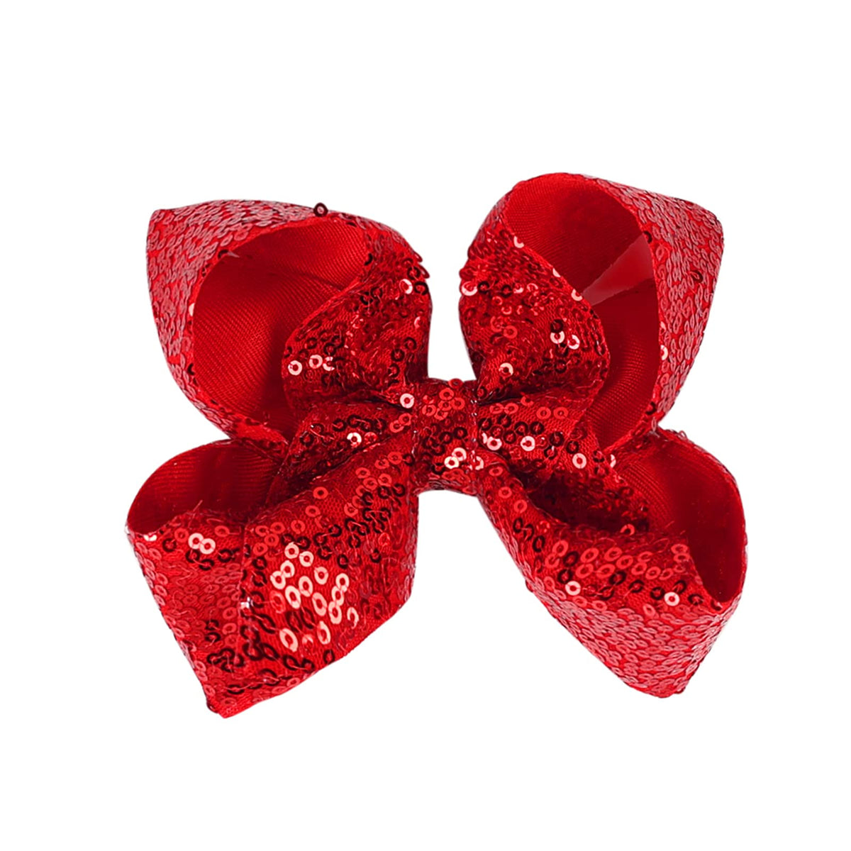 Xansema Red 5-Inch Sequins Large Bows Alligator Hair Clip for Women, Teens & Kids