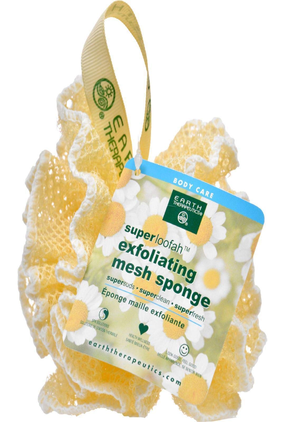 Earth Therapeutics Loofah Sponge - Super Exfoliating Mesh, Yellow, 1 Count