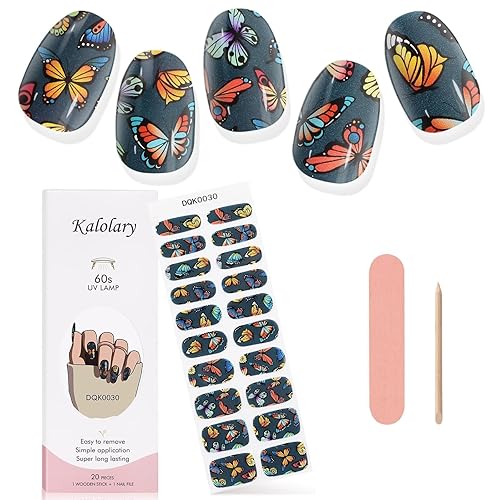 Kalolary Black Butterfly Gel Nail Polish Strips - Waterproof Full Nail Wraps For Diy Nail Art