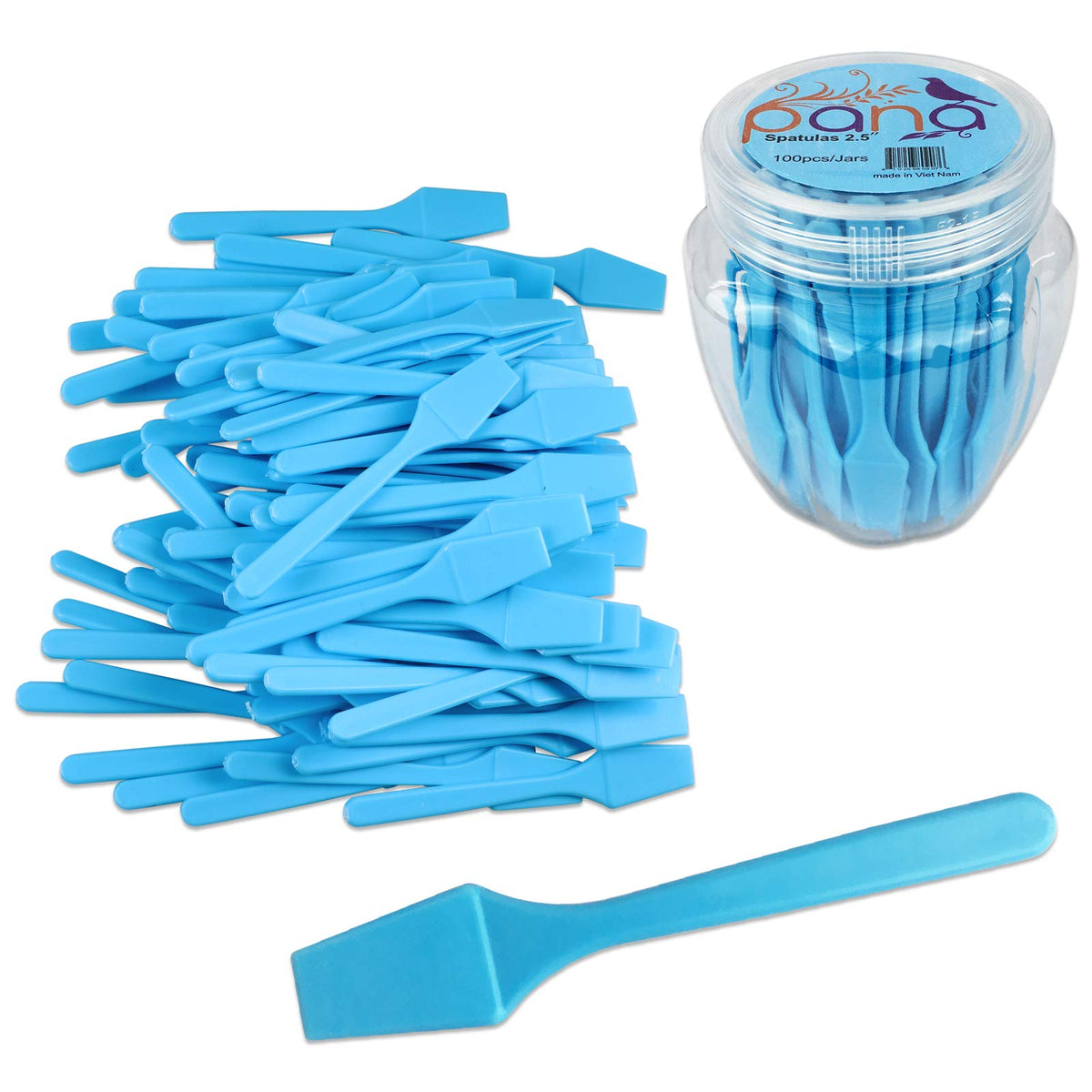 Pana 2.5&quot; Blue Disposable Plastic Spatulas For Skin Care - 100 Pack Facial Cream Mask Applicators